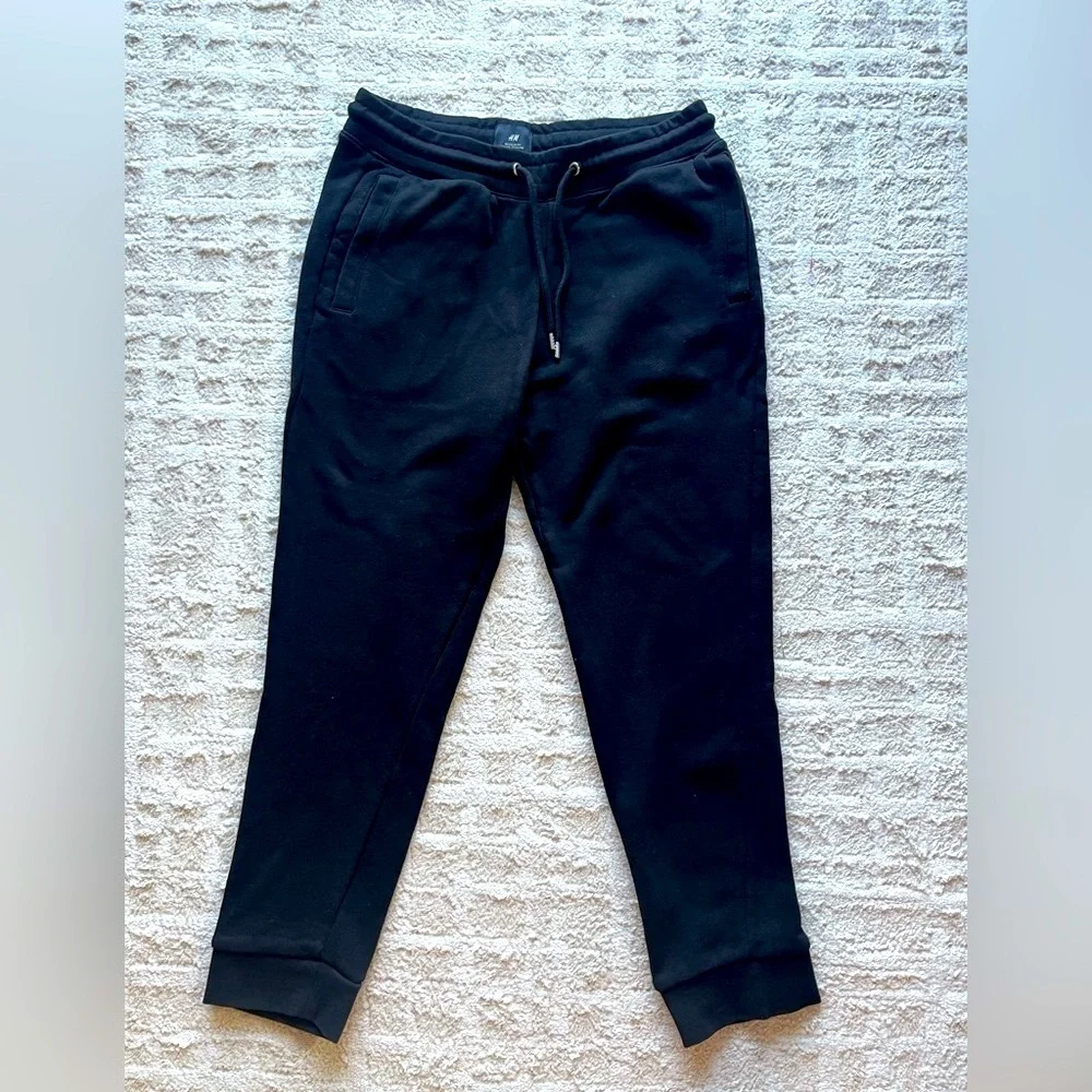 H&M Black Joggers with Tapered Ankle and Elastic Waistband